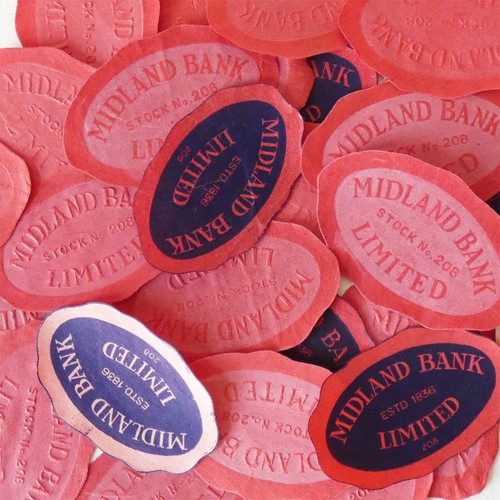 Vintage midland bank labels - midland,