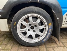 Set of 15" Speedline SL434 White Wheels & Michelin Pilot 19/58-15 Rally Slicks