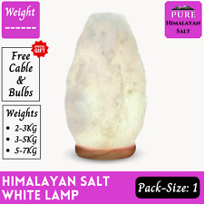 Natural Rock Salt Lamp Himalayan White Rare Crystal Healing Stone Warm Lighting
