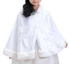 White Faux fur Minnie-Mouse style Fancy Cape/Child Cover up Coat/Girl's Cloak