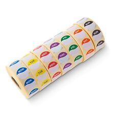 Day Dot Food Labels Set of 7 Rolls x 1000 / Catering Stickers - Full Week