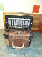 Vintage Mid century Small Hohner Student Button  Accordion & Blues Harp + Case