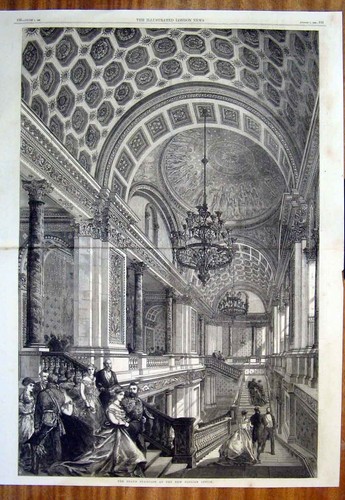 Original old antique print - old,