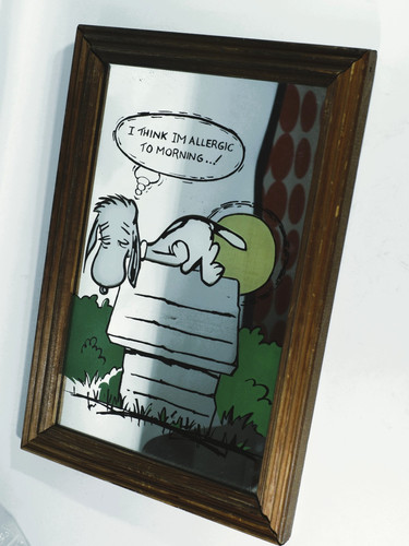 Vintage wooden snoopy - wooden, mirror