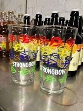 Strongbow Pint Glasses X2 New Shape New Colourful Design - Brand New