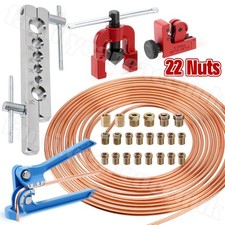 Brake Lines Tubing Repair Copper Pipe Flaring Tool Cutter Bender 3/16" & 22 Nuts