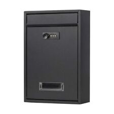 BLACK LARGE LETTER BOX POST MAIL BOX WALL MOUNTED POST BOX CODE LOCKABLE