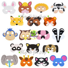 FOAM ANIMAL MASKS Kids Children Eva Party Bag Fancy Dress Up Costume Dog Cat Pig