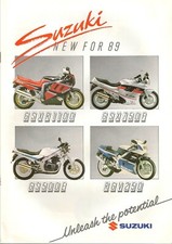 Suzuki Range 1989 UK sales brochure GSX1100K GSXR750K RG500 Gamma RGV250K TS50X