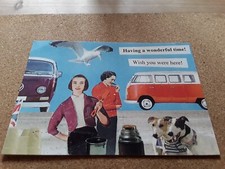 RETRO SEASIDE POSTCARD VW T2