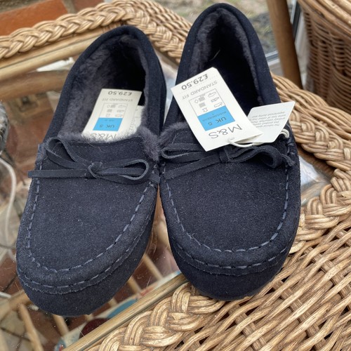 Blue suede moccasin - m&s,