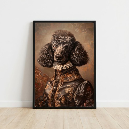Dapper poodle portrait - portrait, art