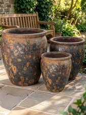 Rust textured planter trio - rust,