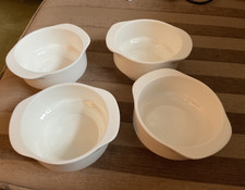 Wedgwood Metallised  White Bone China  Lipped Soup Bowls x 4 VGC.