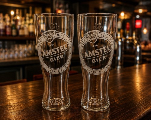 Amstel bier pint glass - x,