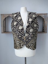 Boho vest waistcoat Indian blockprint bohemian  Vtg 70s 6 8 10 12 14 s/m