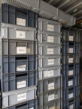 5 x USED Industrial Heavy Duty Plastic Storage Bins 60cm x 40cm