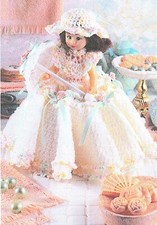 Doll toilet roll cover crochet pattern. 10" tall. Outfit, Dress. hat ribbon bows