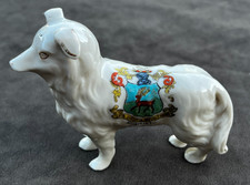 Antique WW1 Crested China Shetland Collie - Arms of Monifieth Scotland Arcadian