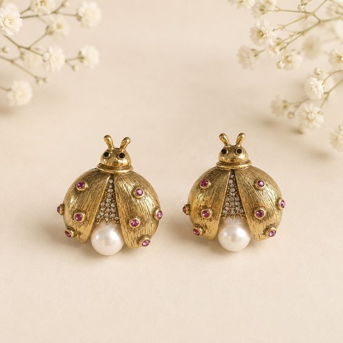 Ladybug statement earrings - statement,