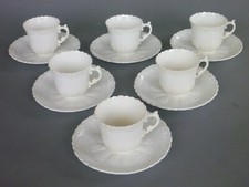 Aynsley White Lace Coffee Set - 6 Coffee Cups & Saucers - Vintage c1940's