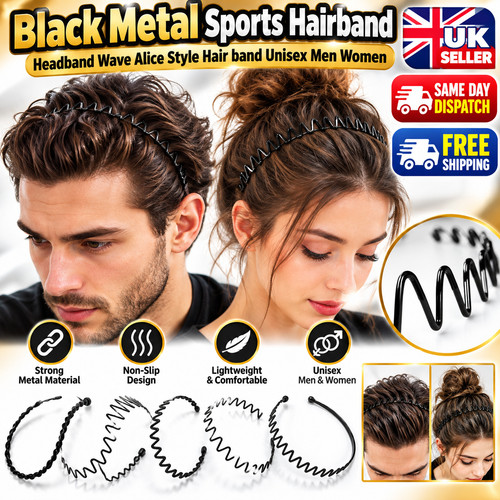 Black metal sports hairband - metal,