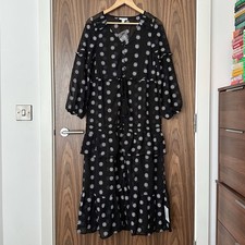Topshop Black Embroidered Floral Ruffle Tiered Sheer Maxi Beach Dress S NEW £55