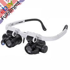2 LED 8X 15X 23X Adjustable Lens Jewelry Watch Repair Magnifier Head Eye Loupe