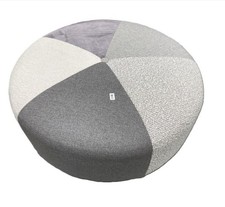 DFS Large Round Patterned Grey Fabric Accent Footstool