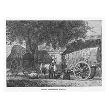 INDIA Indian Travelling Wagons - Antique Print 1890