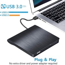 Slim External USB 3.0 DVD CD RW Writer Drive Burner Reader Player For Laptop PC