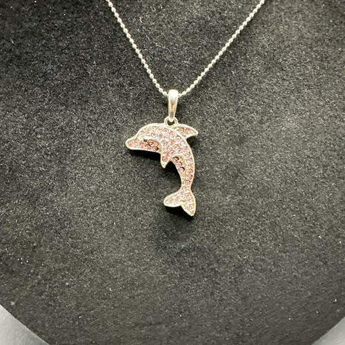 Silver tone pink crystal - pink,