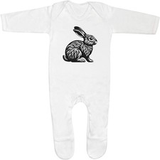 Stylised rabbit baby romper - rabbit',
