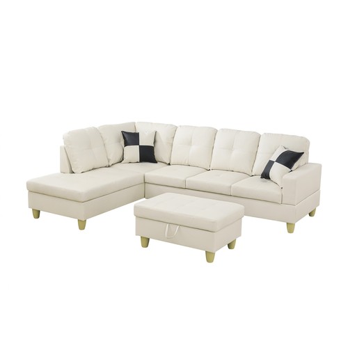 White faux leather - faux, 3-piece