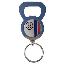 HERBIE 53 VW BEETLE BEER DRINK BOTTLE CAP OPENER CHROME KEYRING