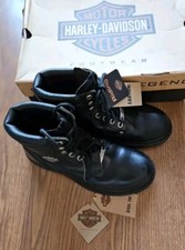 Harley Davidson 91013 Leather Motorcycle Boots Size UK 6 Black Steel Toe Boxed