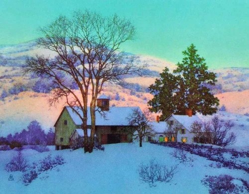 Farm winter afterglow by - farm,