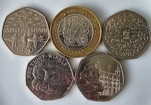 British 50p 2 - 50p, £2