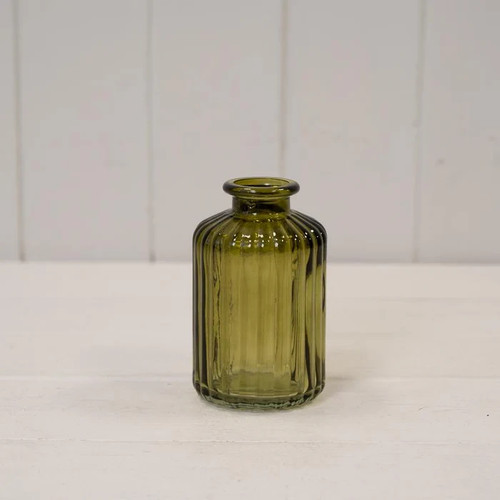Olive green glass stem bottle - olive,