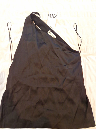Zara black satin halter - zara,