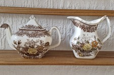 Masons Ironstone Brown Ascot Vintage Teapot And Jug