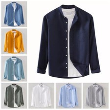 Men Grandad Collar Long Sleeve
