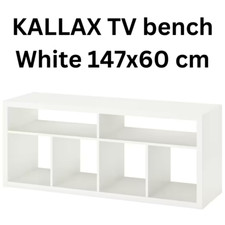 IKEA KALLAX TV Bench White 147x60cm Eco Cable Management for 57" TV Storage New