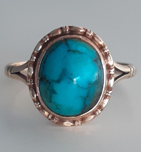 9ct gold turquoise - gold, ring