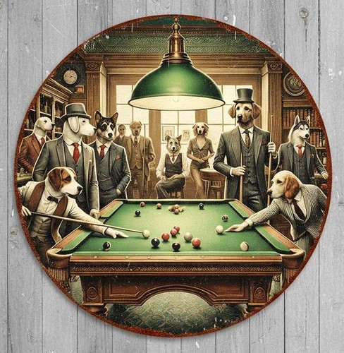 Dogs playing pool diameter - dogs,
