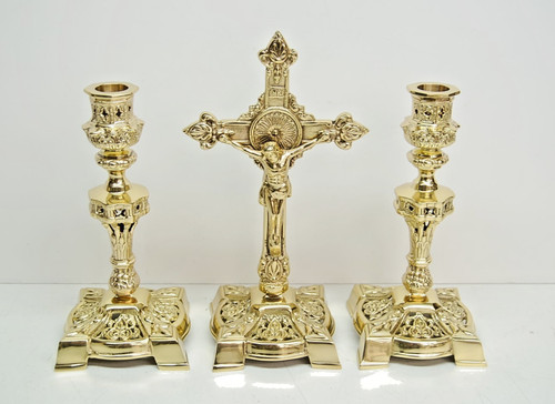 Pair short brass church - pair,