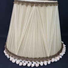 Vintage Oval Pleated Chiffon Large Lampshade Tasselled 35cm Tall FLAW