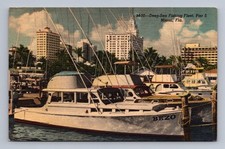 Vintage Florida Postcard MIAMI Deep Sea Fishing Boats Pier 5 1940