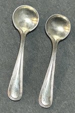 Pair 2 Vintage Sterling Silver Miniature Small Salt Spoons 2 inches long