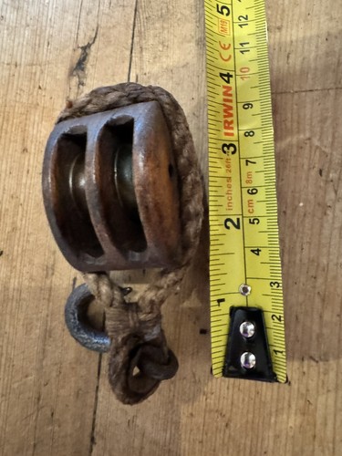 Vintage wooden double block - wooden,